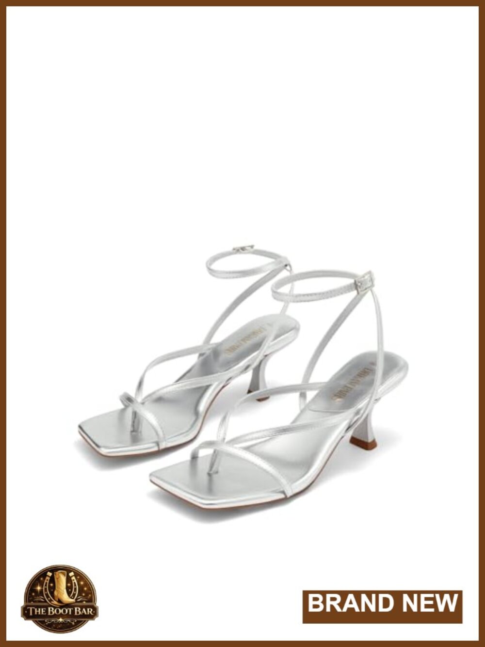 Strappy Kitten Heel Sandals Square Toe Dressy Wedding Guest Shoes Faux Leather